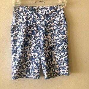 Women’s Sage Collective Ribbed Bike Shorts Blue-floral Sz S